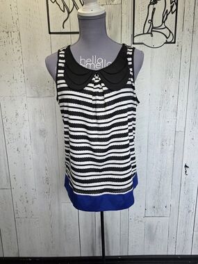 Six Degrees of Separation NWT Striped Peter Pan Collar Sleeveless Top Size L